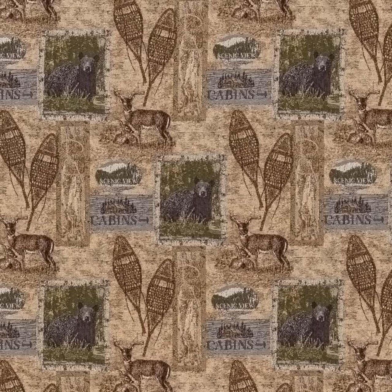 Natural Brown Novelty Tapestry Woven Pattern Upholstery Fabric by The Yard - SKU: Dorsan Honey